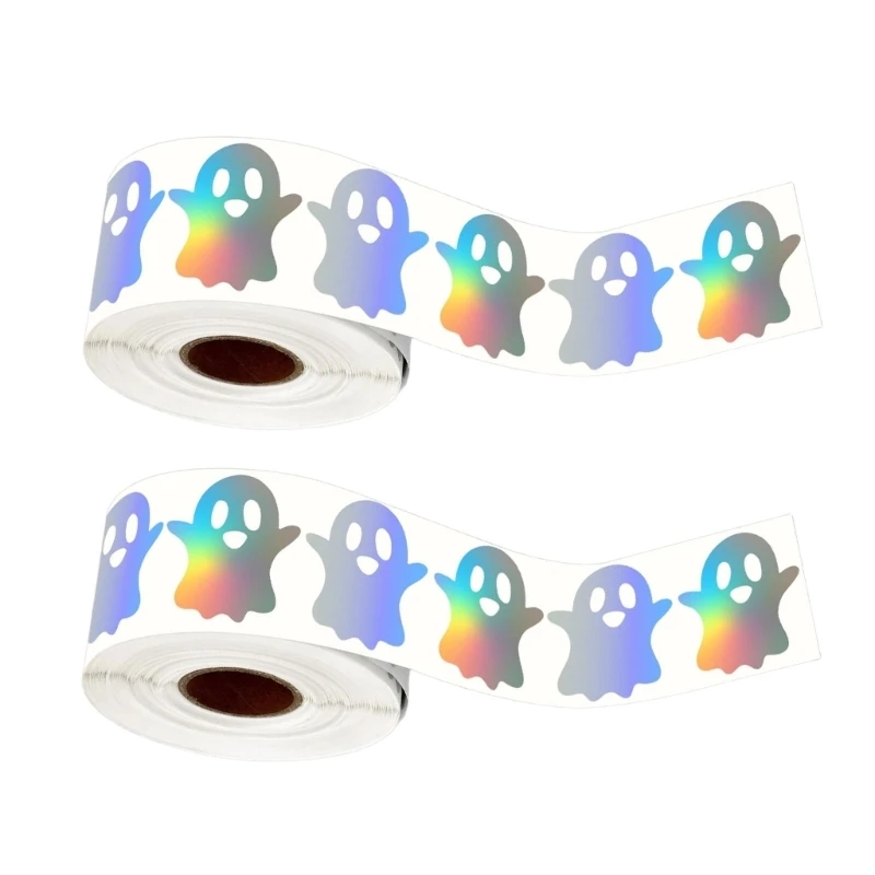  Reflective Colorful Round Sticker Labels Adhesive Backing Halloween Christmas Party Decors 2 Rolls 500 Sticker Per Roll