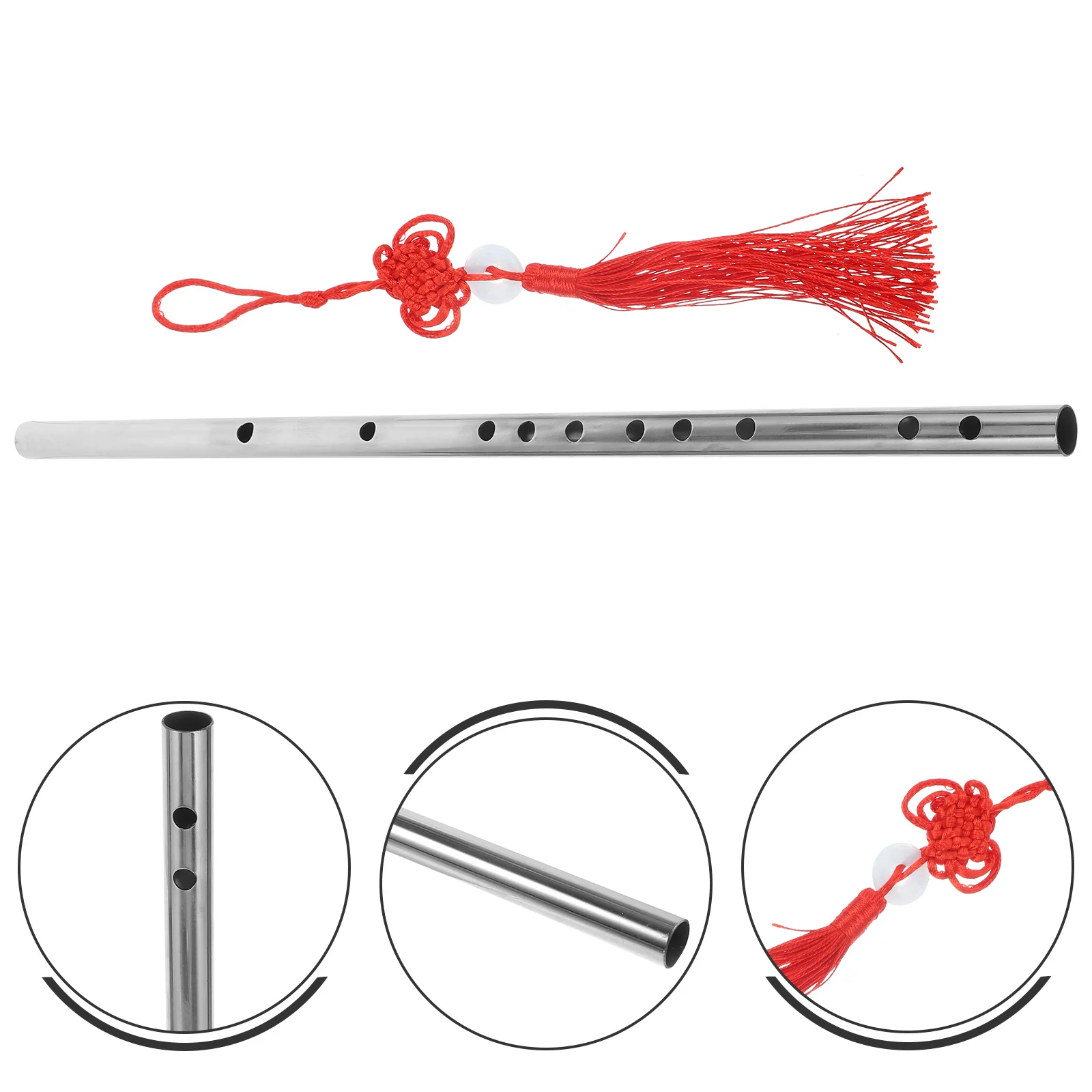 

Anti-cracking Mildew-proof Stainless Steel Flute for Students Beginners Lightweight Portable with Precise Tone Holes Durable