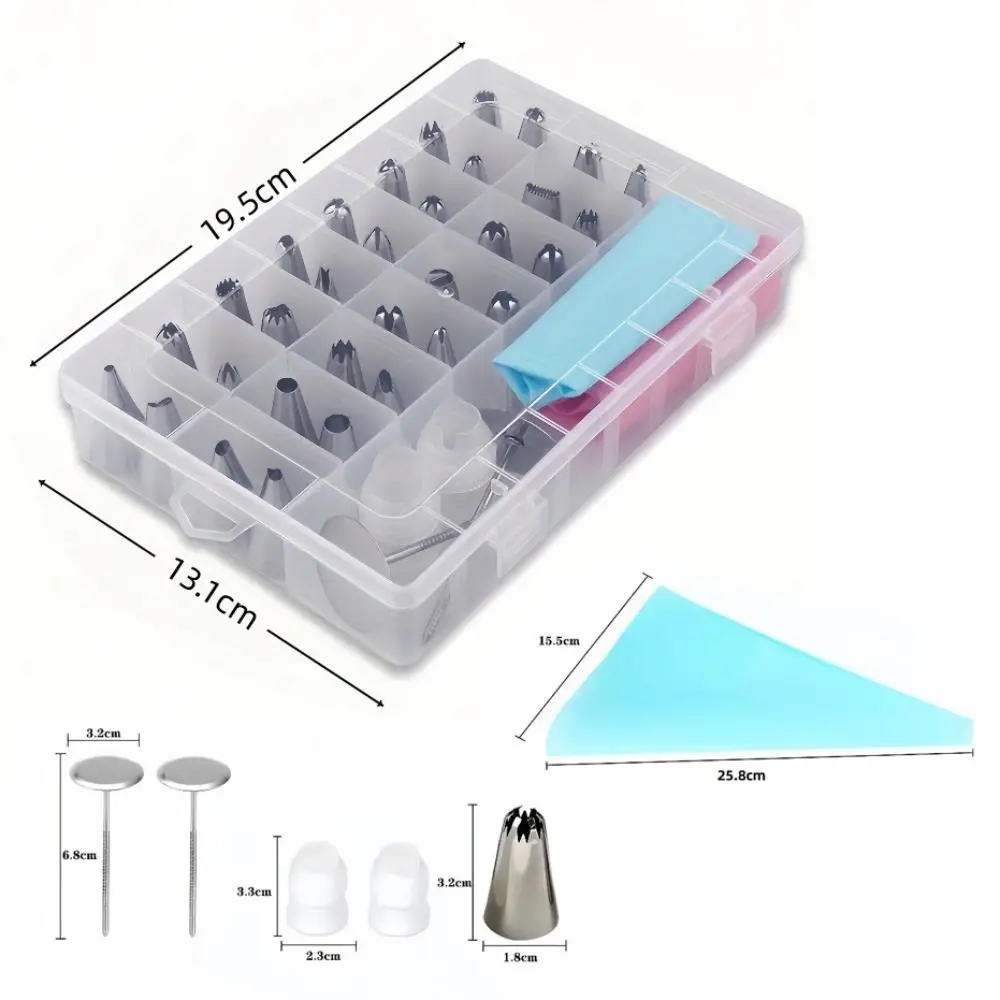 38Pcs/Set Stainless Steel Cake Decorating Nozzles Set DIY Multi Style Cream Piping Nozzles Kit Baking Tool Rust-proof