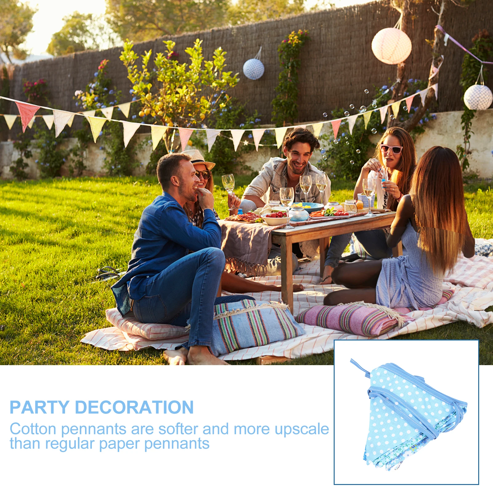 

Triangle Bunting Banner Cotton Pastoral Blue Party Supplies Baby Shower Decor Birthday Fabric Hanging Banner Triangle Pennant