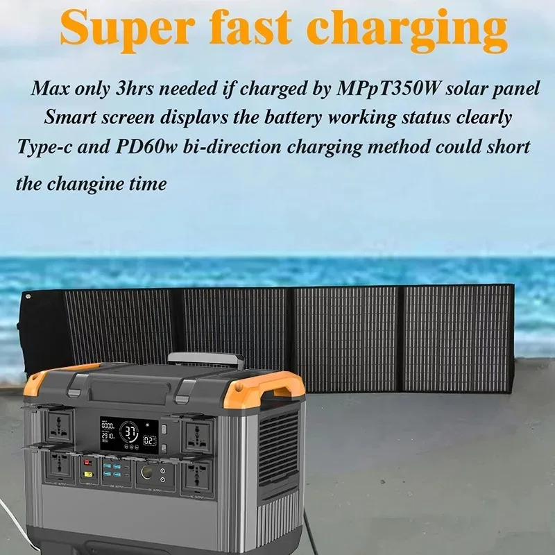 3kVA 3000W Portable Solar Power Station Emergency Generator Supply For Household Refrigerator Home Backup Outdoor Power