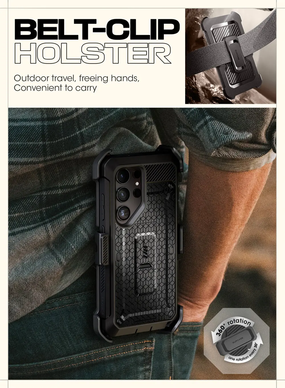 For Samsung Galaxy S24 Ultra Case 2024 SUPCASE UB Pro Full-Body Dual Layer Rugged Belt-Clip Case with Built-in Screen Protector