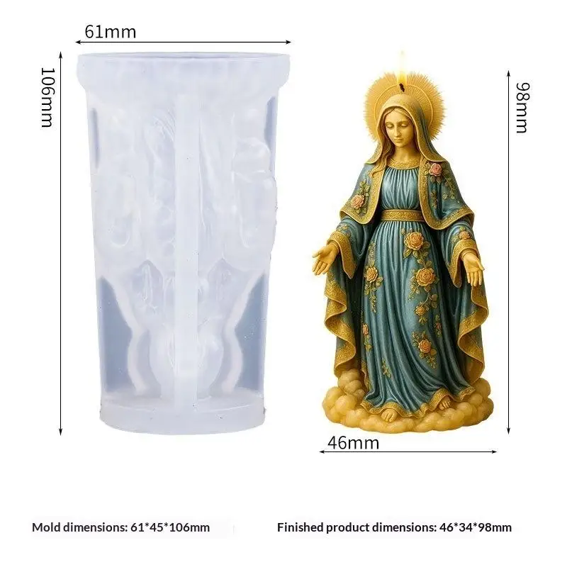 Silicone Resin Casting Molds Adorable Mary Girl Shape Easy Demold Safe Material for DIY Candle Home Decor Craft Creation