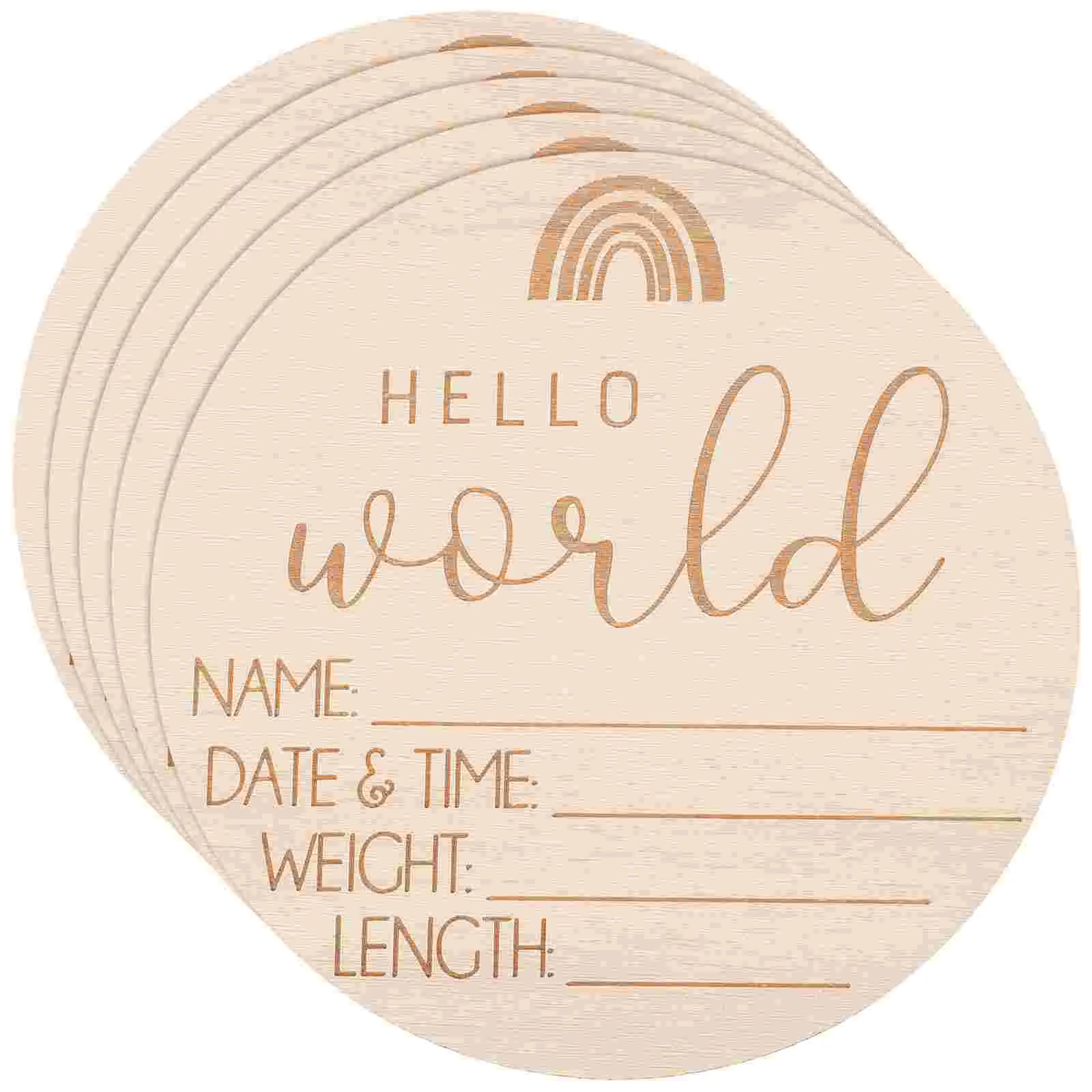 5 Pcs Nursery Baby Name Signs Wood Birth Announcement Emblems Newborn Photo Prop Hospital Cards The