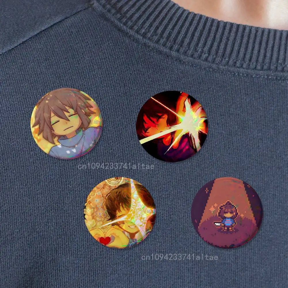 Game Frisk U-Undertale Badges Round Cosplay Pin Bag Decor Fans Collect Friends Gifts Brooch Souvenir