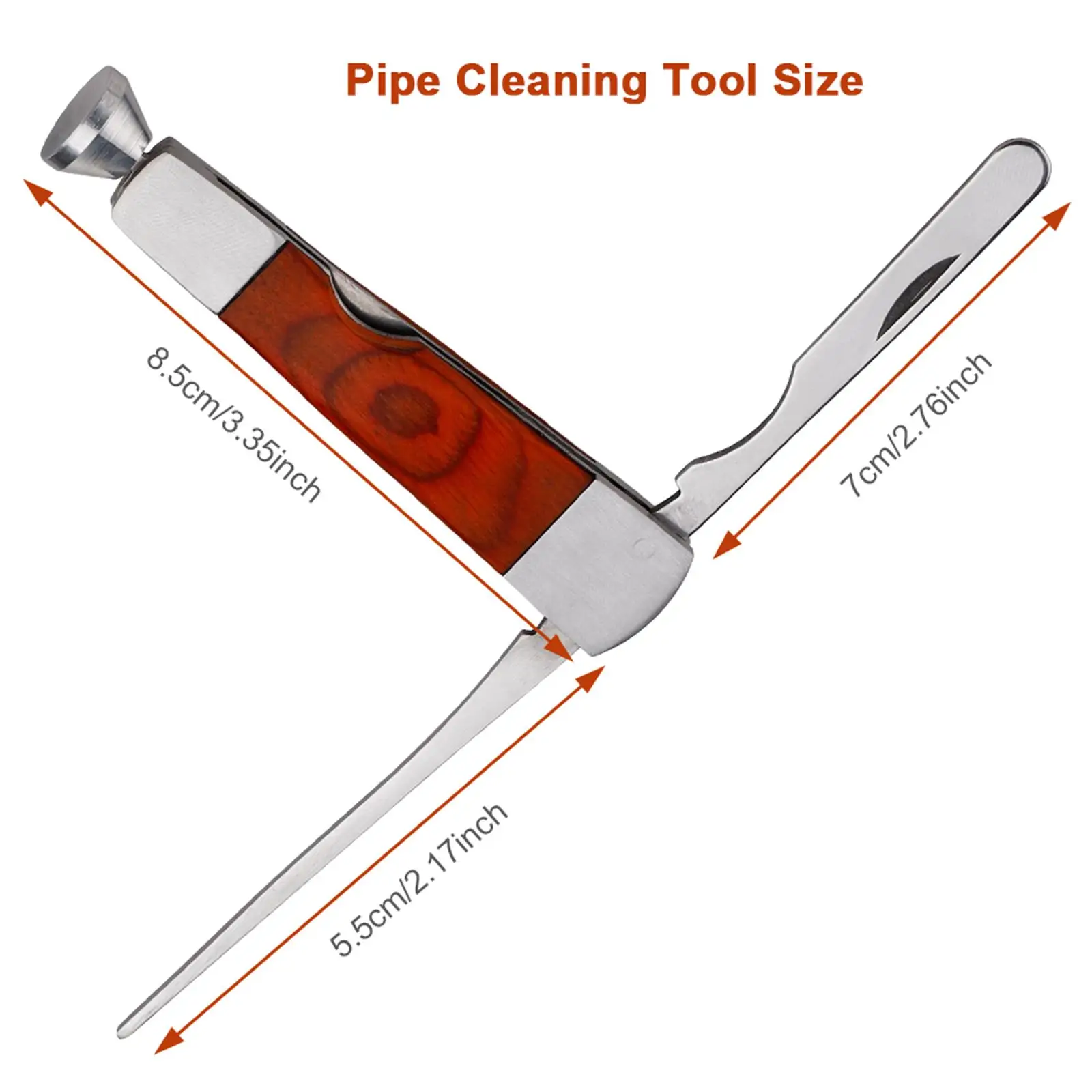 1pcs Multifunction Red Wood Smoking Pipe Cleaning Tool 3 in 1 Stainless Steel Smok Pipe Cleaner Accessories