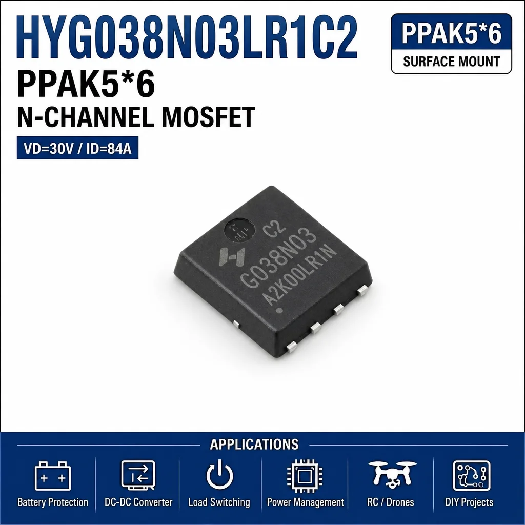 (10 pcs) HYG038N03LR1C2 PPAK5*6 HYG038N03 G038N03 - N-Channel MOSFET 30V 84A 3.3mΩ