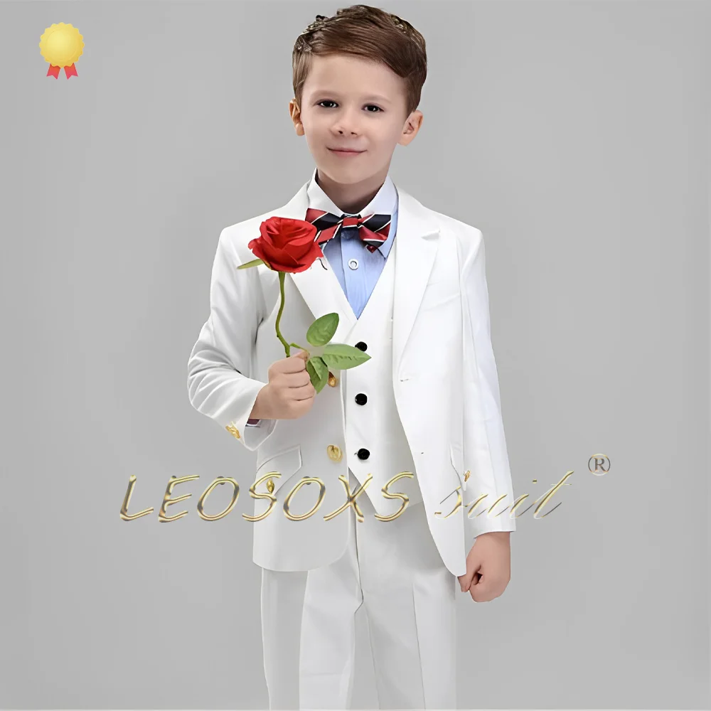 Boy's wedding suit and tuxedo 3-piece set, suitable for children aged 3 to 16 years old, customized gentleman's suit and dress