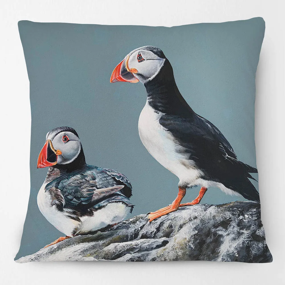 Australian Kingfisher Puffins Seagulls Tropical Parrot Birds Painting Cushion Cover Decorative Pillows For Sofa Home