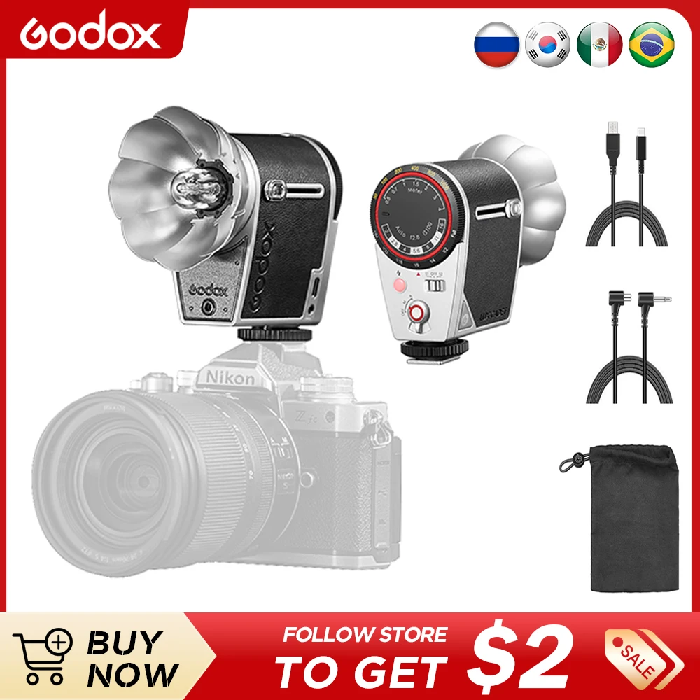 Godox Lux Cadet Retro Camera Flash Auto & Manual Flash Modes Flashes Speedlite Trigger for Canon Nikon Fujifilm Olympus Camera