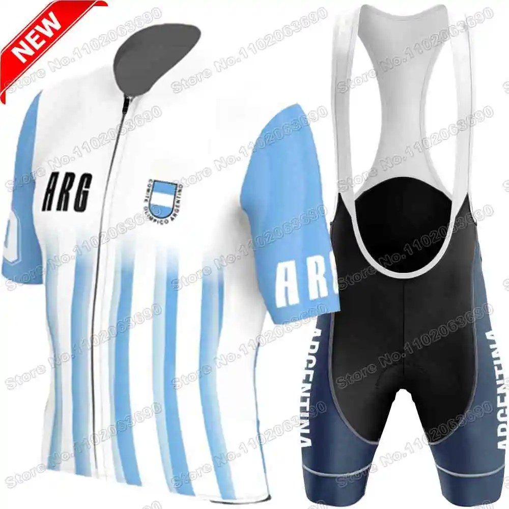 2024 Argentina National Team Cycling Jersey Set Men Cycling Clothing Summer Road Bike Shirts Suit Bicycle Bib Shorts MTB Uniform