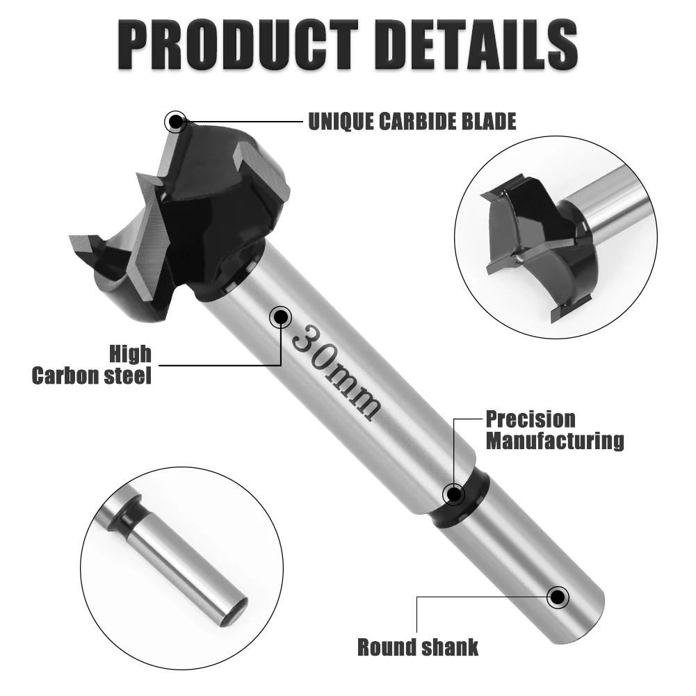 HILIXUN Tips Hinge Boring Drill Bit Set for Carpentry Wood Window Hole Cutter Auger Wooden Drilling Dia 15-35mm