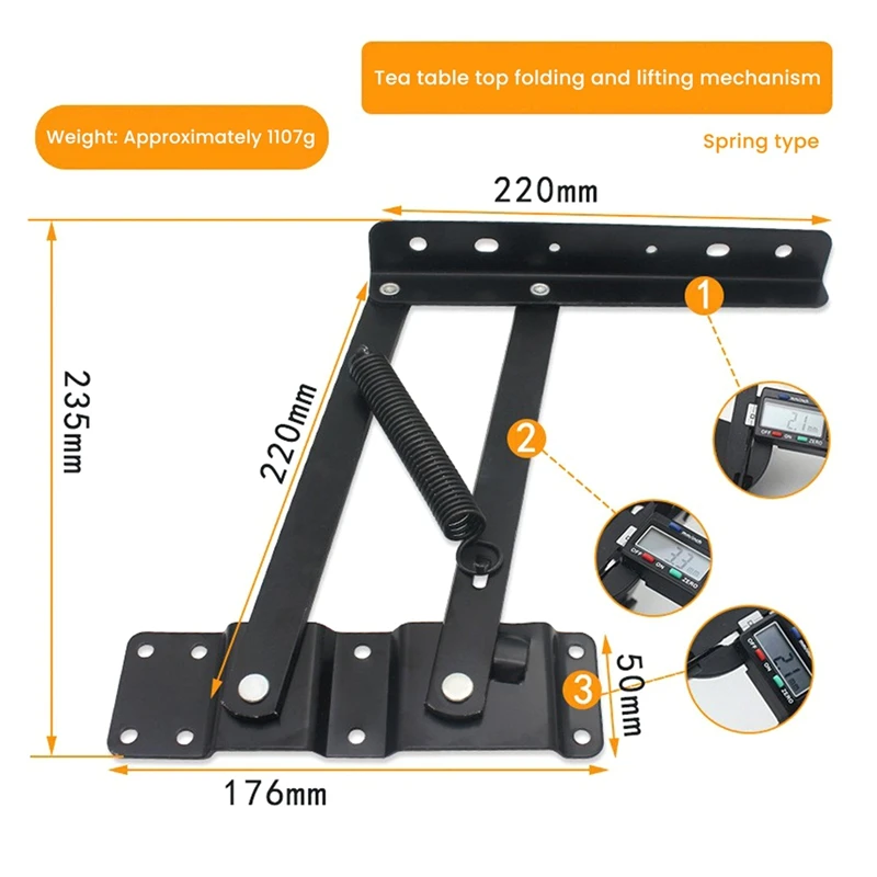 2PCS Coffee Table Multi-Functional Desktop Folding Lifter Hydraulic Air Support Lifting Rod Folding Furniture Hardware-A27R
