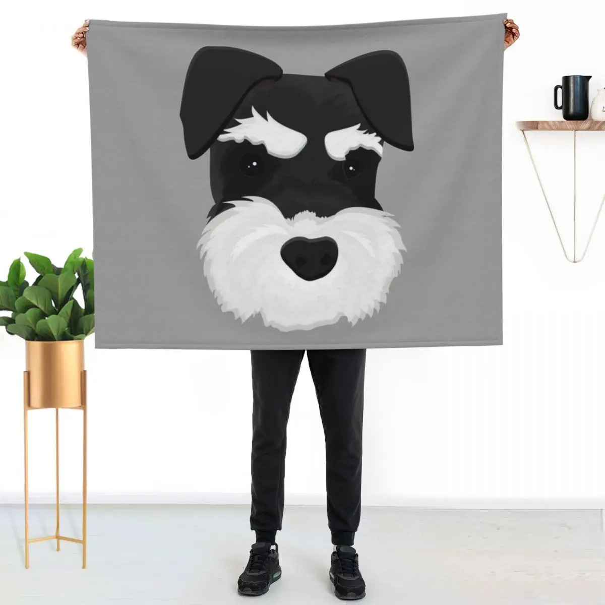 Schnauzer - Black and Silver Throw Blanket Retros Sofa Quilt Decoratives Summer Beddings Blankets