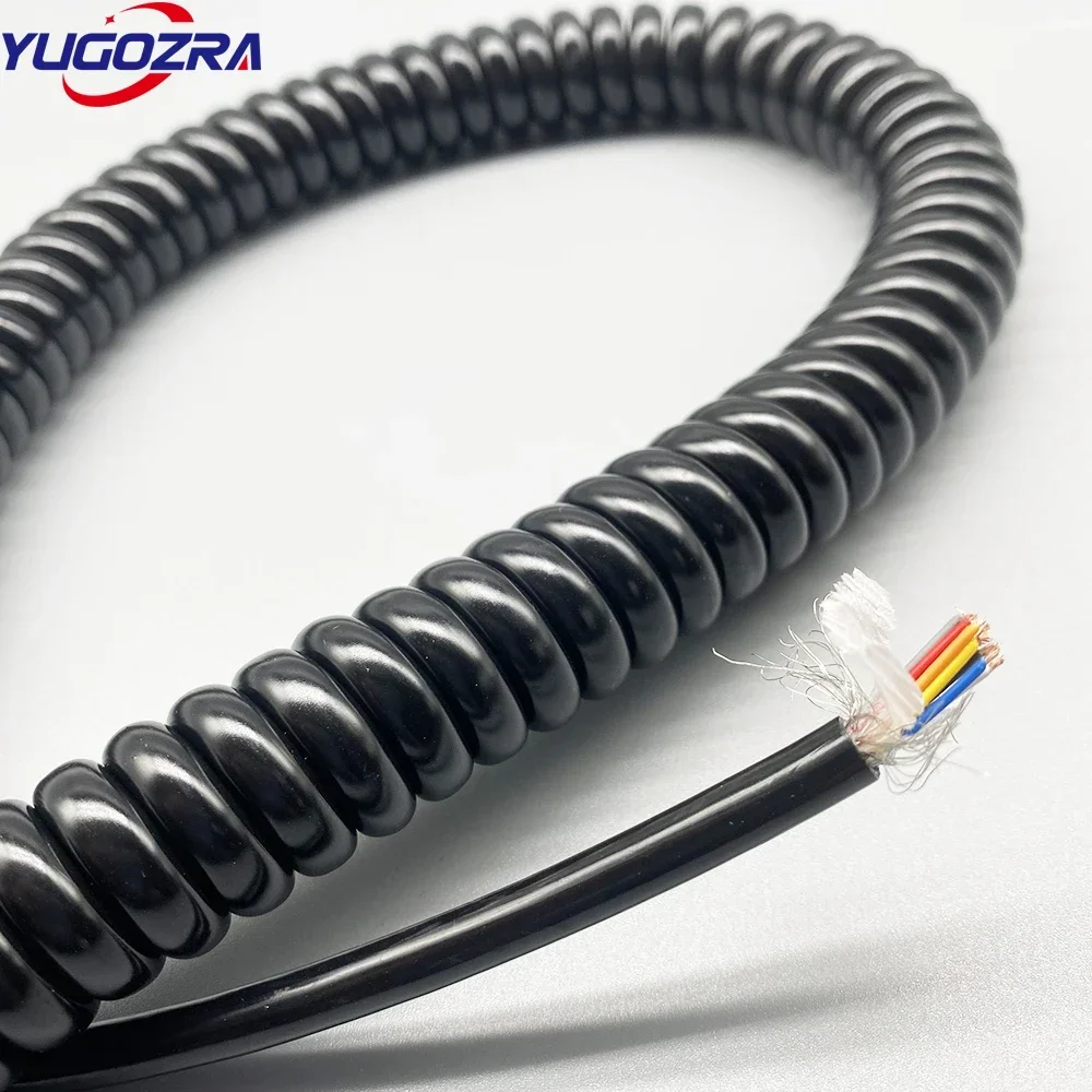 

10-жильный пружинный сигнальный провод из полиуретана с экраном, 22 awg, 24 awg, спиральный расширительный провод, плетеный экранированный расширительный провод
