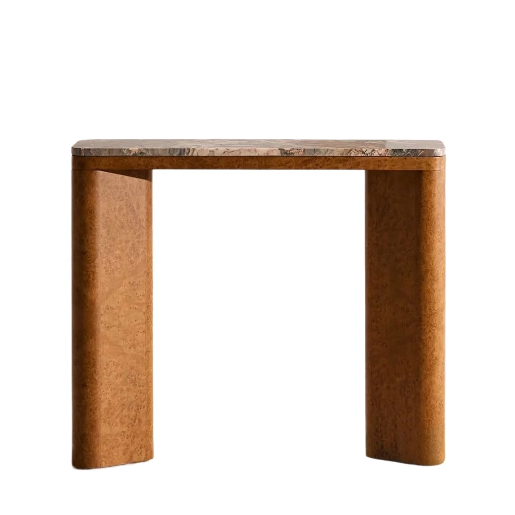 Medieval Style Tree Tumor Bark Entrance Table, Retro Marble Entrance Table, Simple Luxury Stone Decorative End View Table