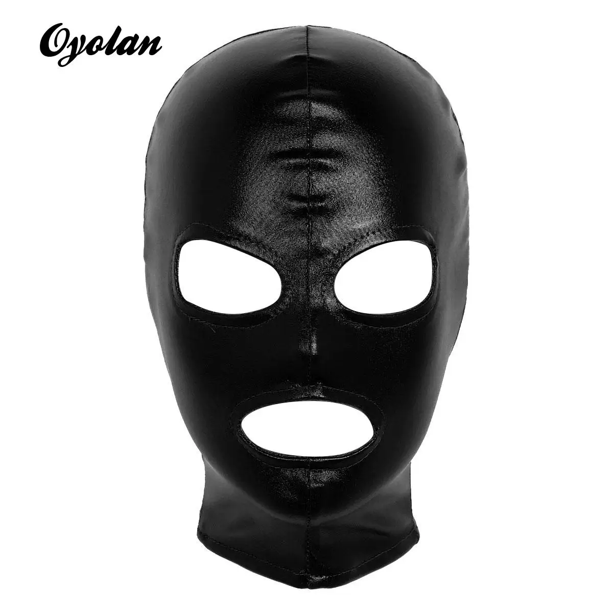 Unisex Herren Damen Latex Voll gesichts maske Kapuze glänzend metallisch offene Augen Mund Kopf bedeckung Zubehör Maskerade Cosplay Kostüme Kit