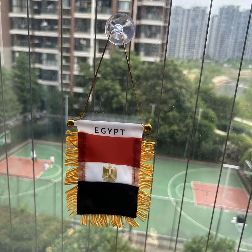Egypt Car Window Flag 8*12cm Polyester Double Side Printed Egypt Hanging Pennant Flags Egypt Mini Flag
