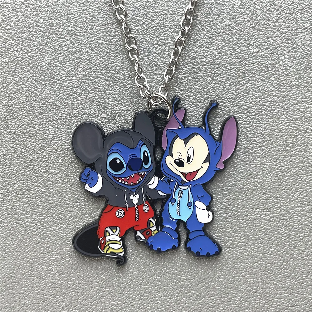 JYYH Disney Cartoon Horror Stitch and Mickey Mouse Friendship Necklace Fashion Festival Gift Creative Pendant Friend