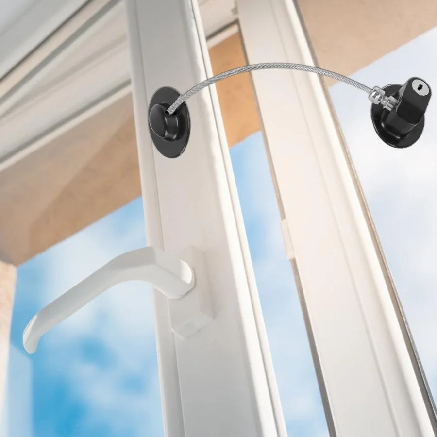 Durable Window Restrictor Child Safety 200mm/7.9 Inch Wire Long Window Locks, UPVC Window Safety Restrictors with Key Relieable
