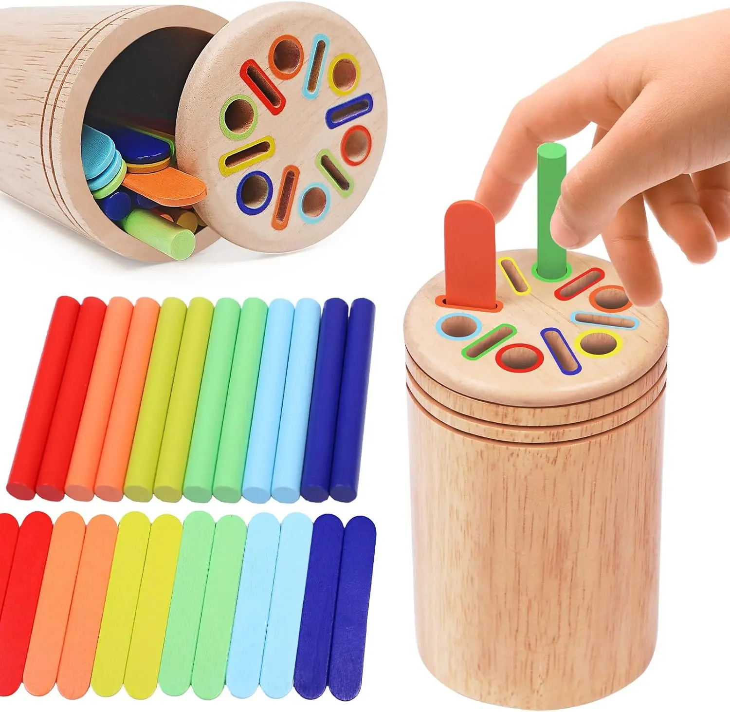 Wooden Matching Toys Montessori Color Matching Sorting Stick Balance Toy Fine Motor Skills Math Learning Educational Toys Kids