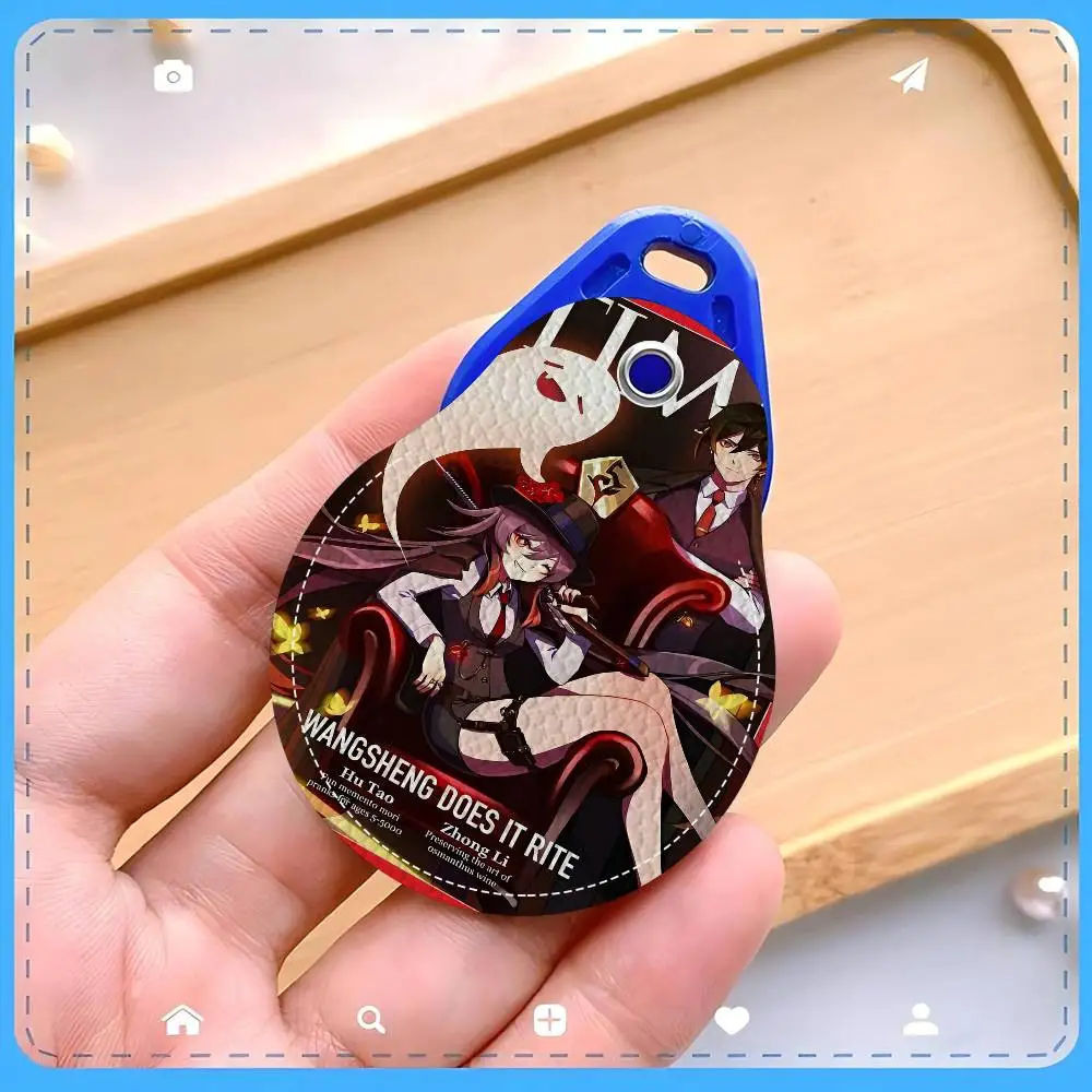 هو تاو جينشين تأثير ويكي المرأة البسيطة بولي Leather حافظة جلدية المفاتيح الوصول حافظة للبطاقات مفتاح العلامة حلقة شارة صغيرة حلقة رئيسية قفل الباب العلامات