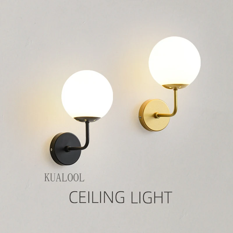 

Nordic Modern Minimalist Wall Lamp Simple Glass Ball Sconce Wall Lights Loft Stair Mirror Light Fixtures Living Room Bedroom Led