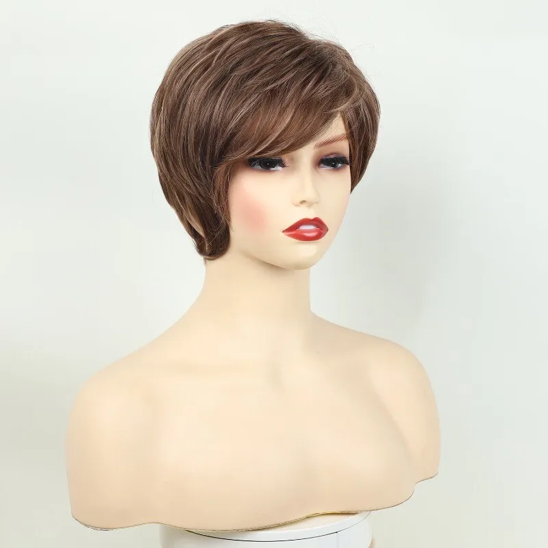 

Ladies Wigs Women's Short Wig Dark Brown Curly Natural Hair Wig+Wig Cap