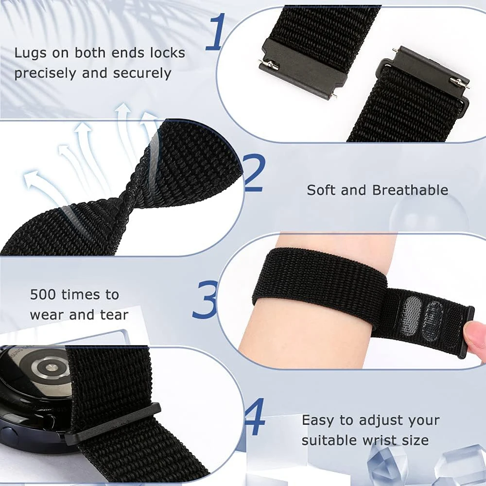 20 22mm Braided Band for Xiaomi Watch 5 2 Pro/S5/S4/S3/S2/S1 Pro/Mi Watch Color 2 Nylon Sport Bracelet Amazfit GTR/GTS/Bip Strap - view 5