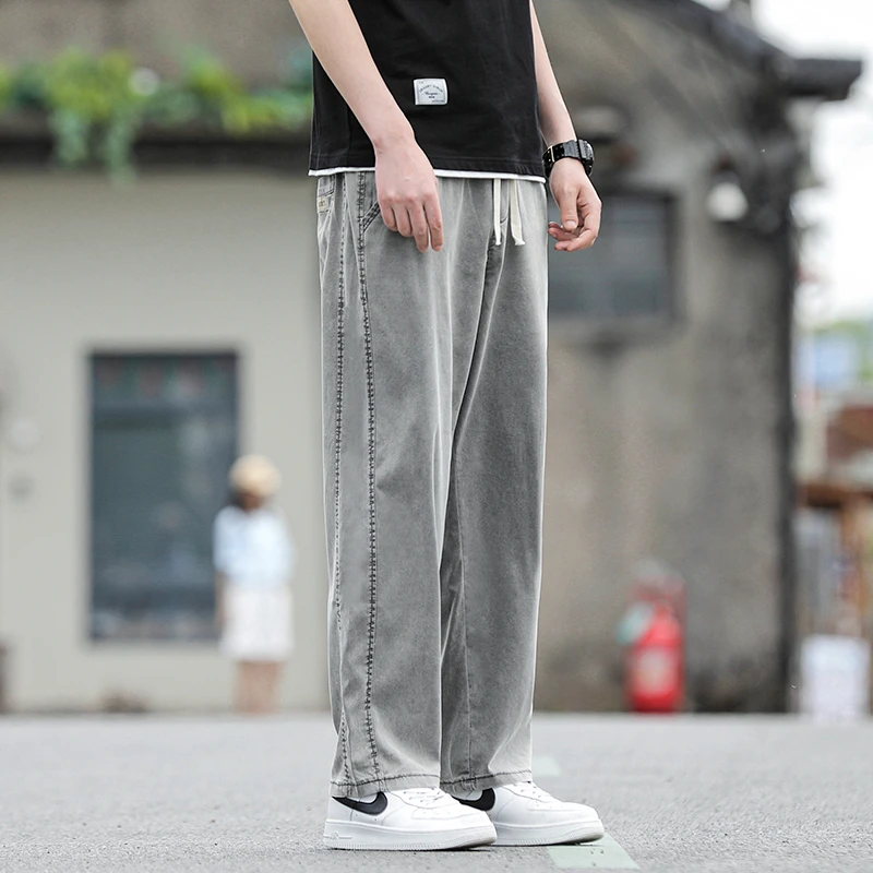 New Arrival Mens Casual Pants for Spring Summer 2024 Loose Straight-Legged Stretchy Trousers