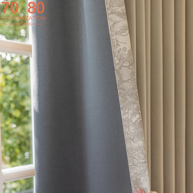 

Milk Tea Animal Jacquard Thickened Chenille Patched Curtains for Living Room Bedroom French Window Customized Finished Products