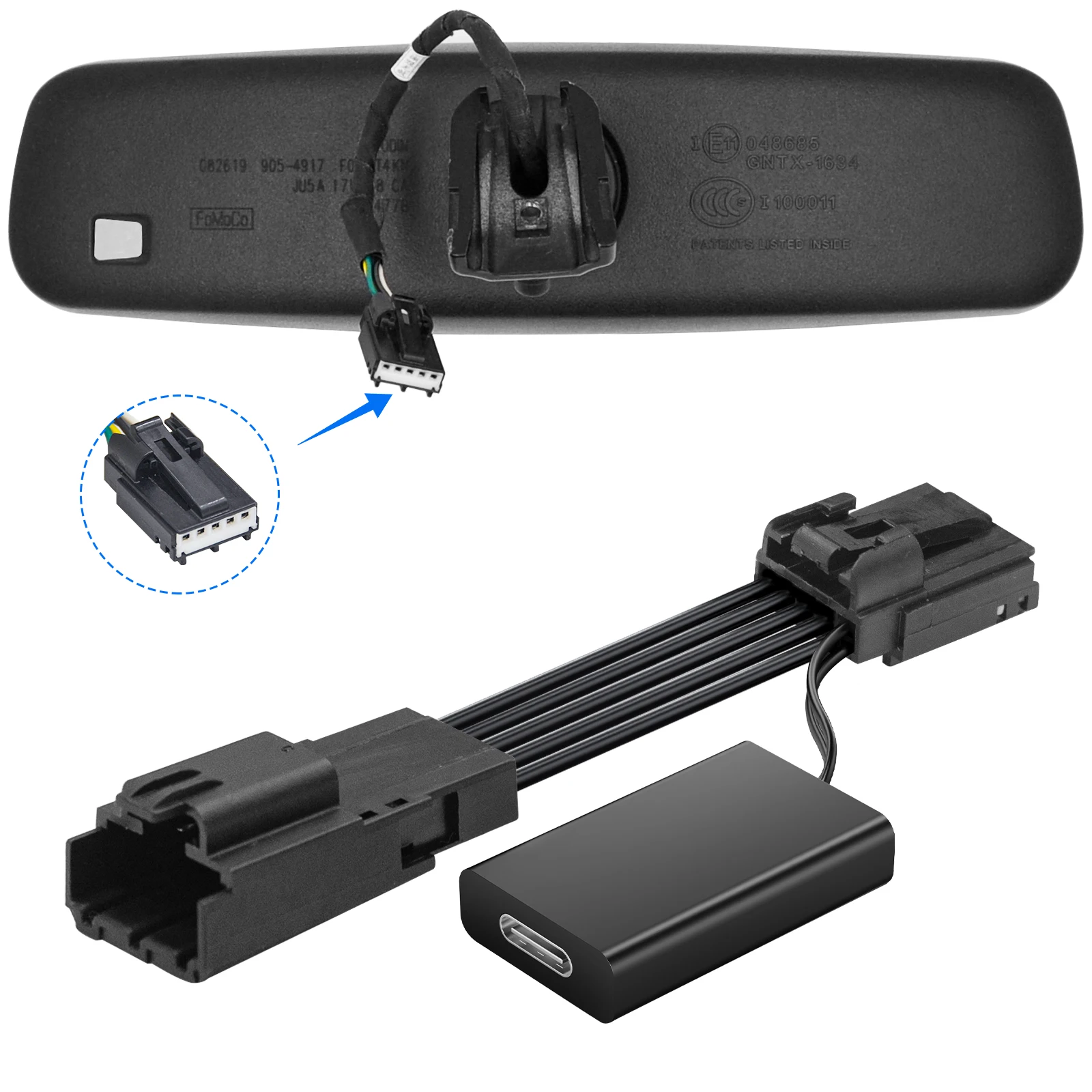 

Dashcam Power Adapter Fit for Ford 5 Pin (Model B) for Mustang Mache Explorer Edge Expedition,Etc Connect Auto-Dimming Connector