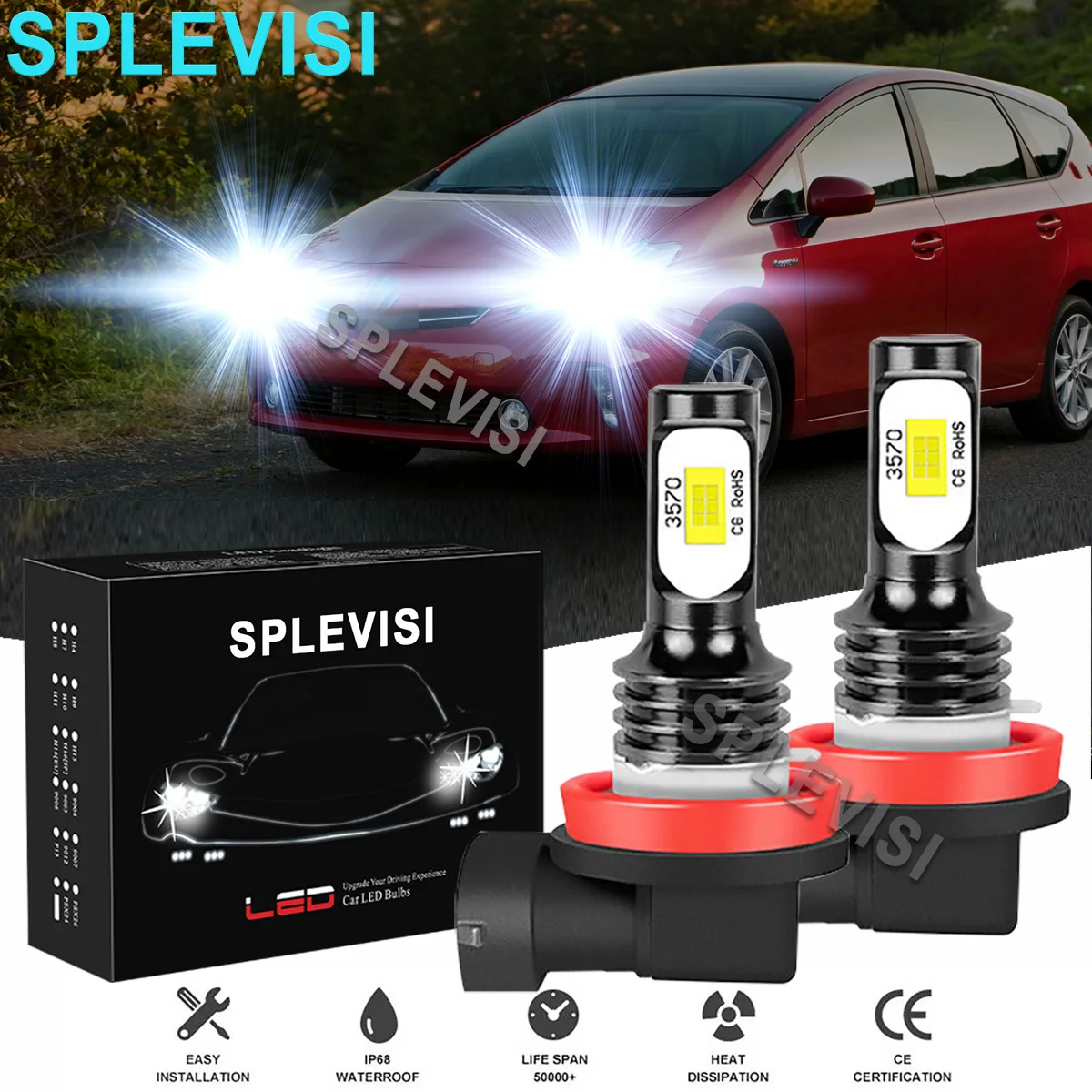 2 pçs branco led farol baixo dip feixe lâmpadas 6000k apto para toyota verso 2009 2010-2013 toyota prius 2009-2015 toyota avensis t27