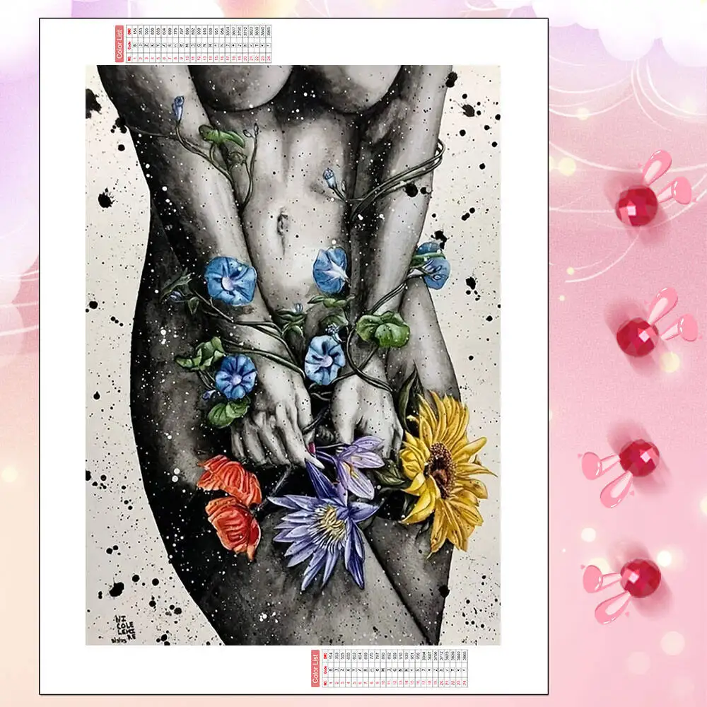 HUACAN New Diamond Mosaic Women Portrait Flowers Landscape Full Square Round Diamond Painting Home Decor Gift