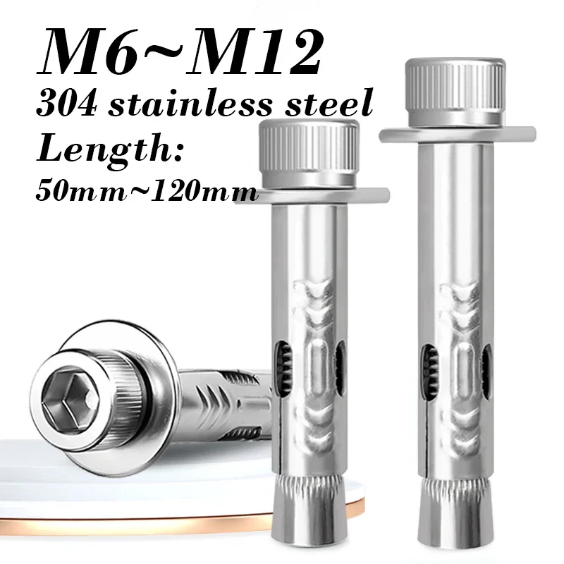 304 Stainless Steel Expansion Screw M6 M8 M10 M12 Expansion Bolts Concrete Anchors Wall Fastener Screws