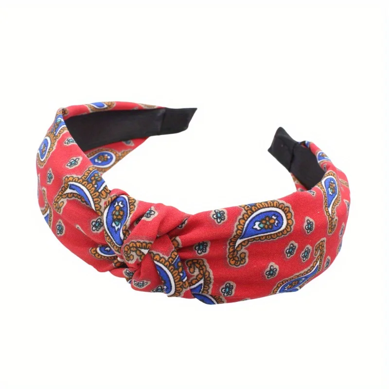 Bohemia Wide Paisley Print Top Knot Hair Band Headbands Retro Korean Famale Hair Hoops for Women Girls Non Slip Hair Accessories