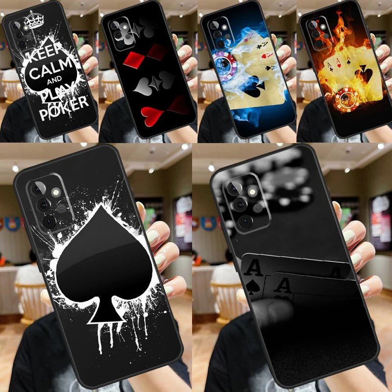 Spades Poker Play Cards Ace Art Case For Samsung Galaxy A55 A35 A15 A14 A34 A54 A53 A33 A23 A13 A12 A32 A52 A51 A71 Cover