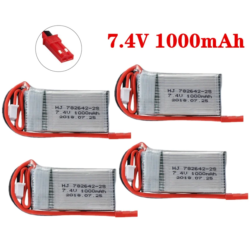 7.4v 1000mah Lipo Battery For Mjxrc X600 Upgrade 2s 1000mah 25c 782642 Lipo Battery For Toys Remote Control 7.4VBattery With JST