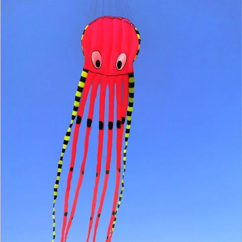 free shipping 8m large octopus kites adults kite flying reel ripstop nylon kevlar paragliding fish giochi professional kites fun