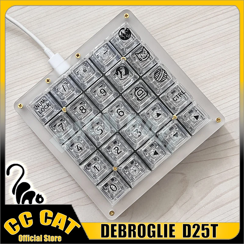 

Механическая клавиатура DEBROGLIE D25T, цифровая клавиатура, мини-клавиатура, прозрачная клавиатура с горячей заменой, RGB, 25 клавиш, цифровая клавиатура на заказ, подарки