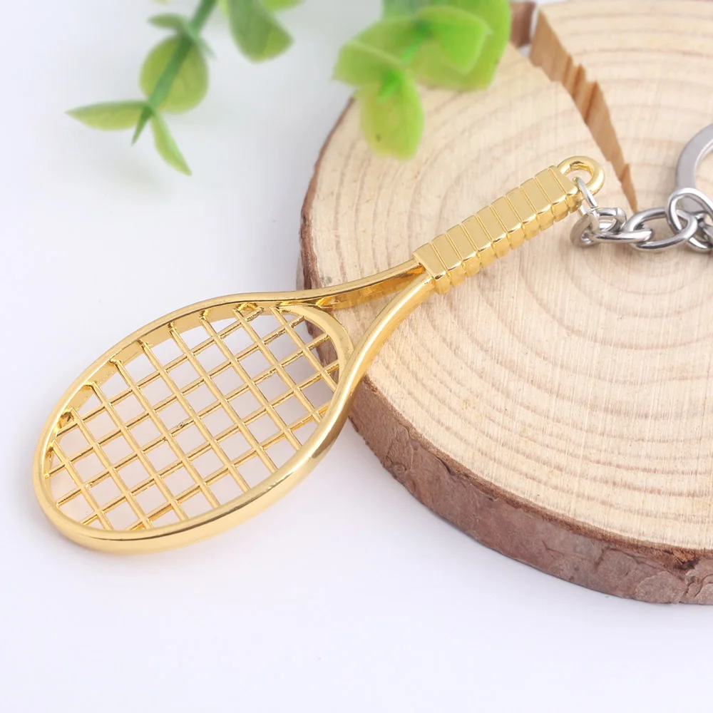 Metal Punk Tennis Racket Keychain Pendant Fashion Cool Boy Car Decoration Men Women Backpack Jewelry Accessories