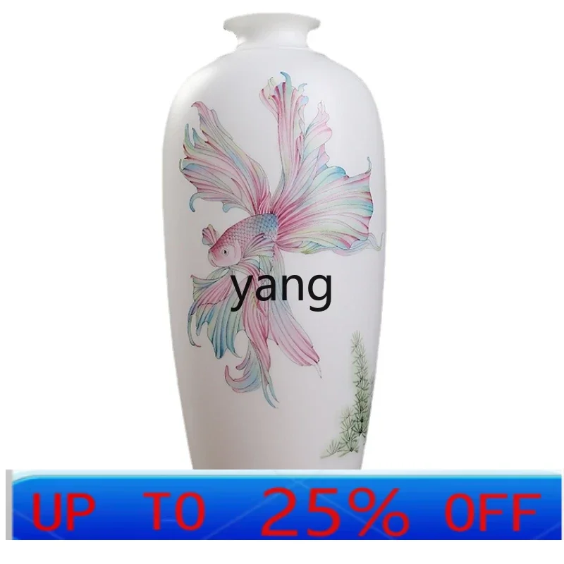 LMMFish Music Picture White Jade Vase Living Room Curio Shelves Wine Cabinet Decoration