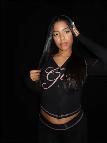 Conjunto de 2 piezas con estampado de primavera y otoño, trajes informales de calle para mujer, Tops cortos con capucha y cremallera de manga larga a la moda Y2K