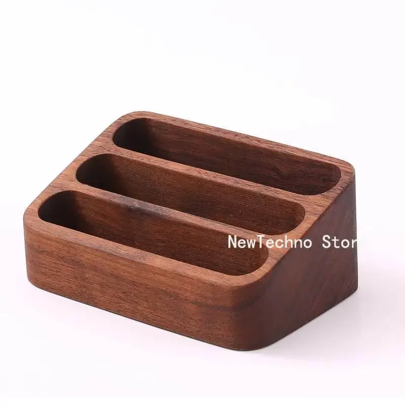 Solid Wood Desktop Business Card Display Stand Memo Holder Storage Box Beech Wood Card Organizer For Office