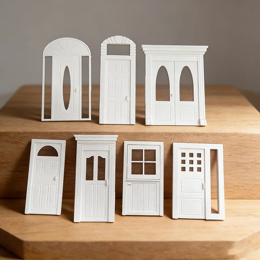 

1:24 Scale Unpainted Miniature Door & Window Set, PLA Material DIY Coloring Model for Dollhouse, BJD & Diorama Scene Building