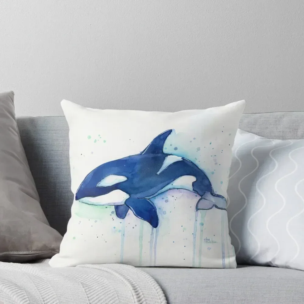 

Killer Whale Orca Watercolor Throw Pillow luxury covers Marble Cushion Cover pillow cover luxury autumn pillowcase pillow