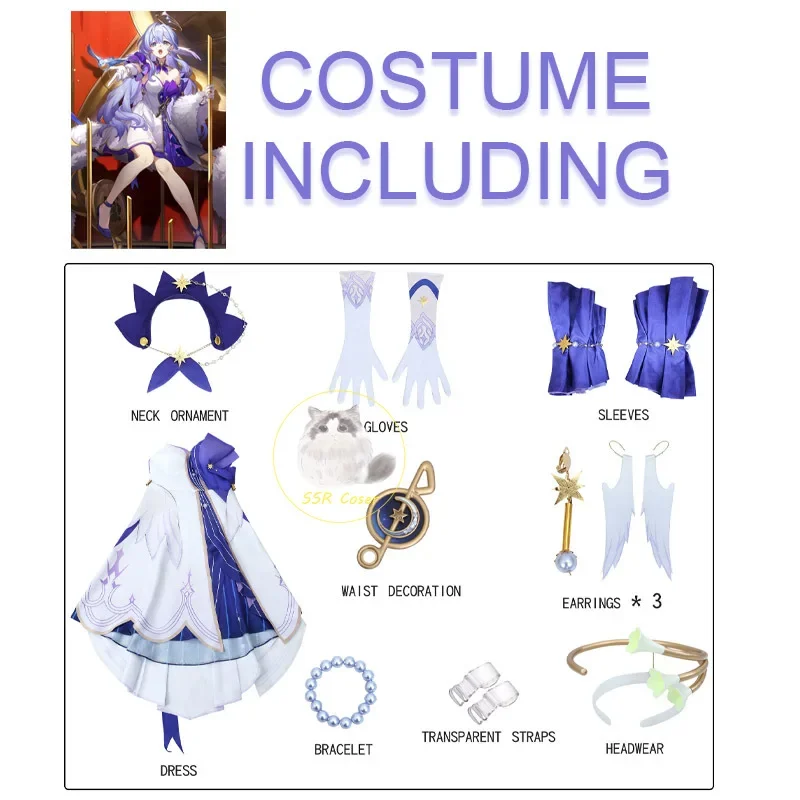 Robin Cosplay Honkai Star Rail Robin Cosplay Costume Uniform 3D Print Dress Wig Women Game Role Play Carnival Party Clothes Girl