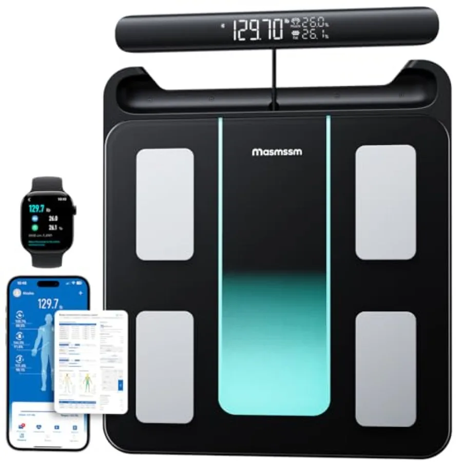 

Smart Scale for Body Weight Fat 8-Electrode Full-Body Composition Scale with Handle Display Dual-Frequency BIA 28 Body Metrics