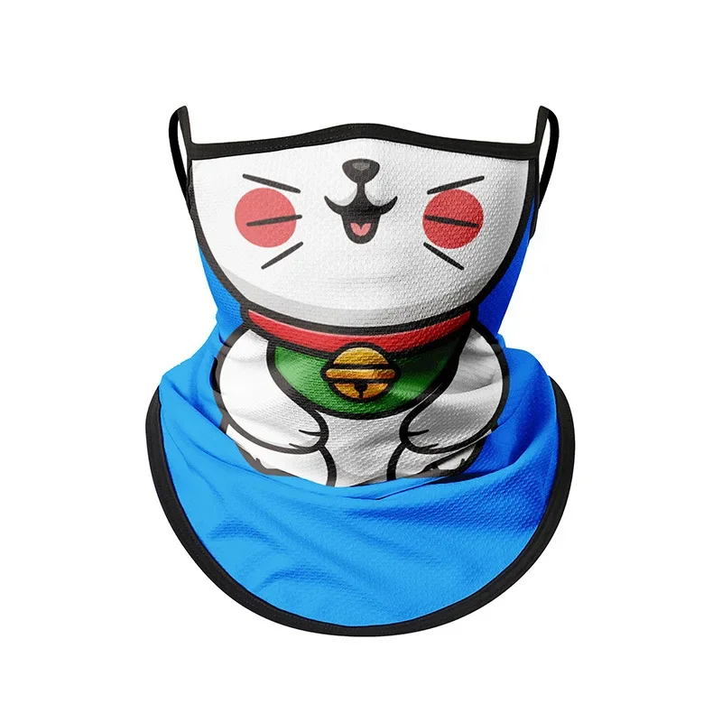 어린이를위한 여름 태양 보호 얼굴 마스크 Earloops 만화 Balaclava 야외 목 각반 빠른 건조 소년 소녀 러닝 페이스 커버