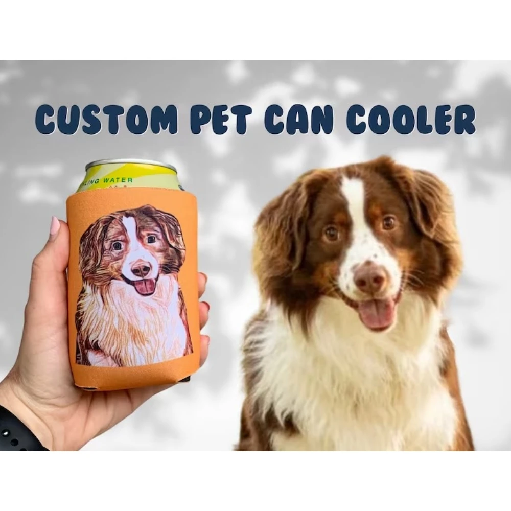 

Custom Wedding Can Cooler,Pet Life Photos, Pet Sketched,Full Color,Wedding Favors,Funny Beverage Insulators, Beer Huggers Holder